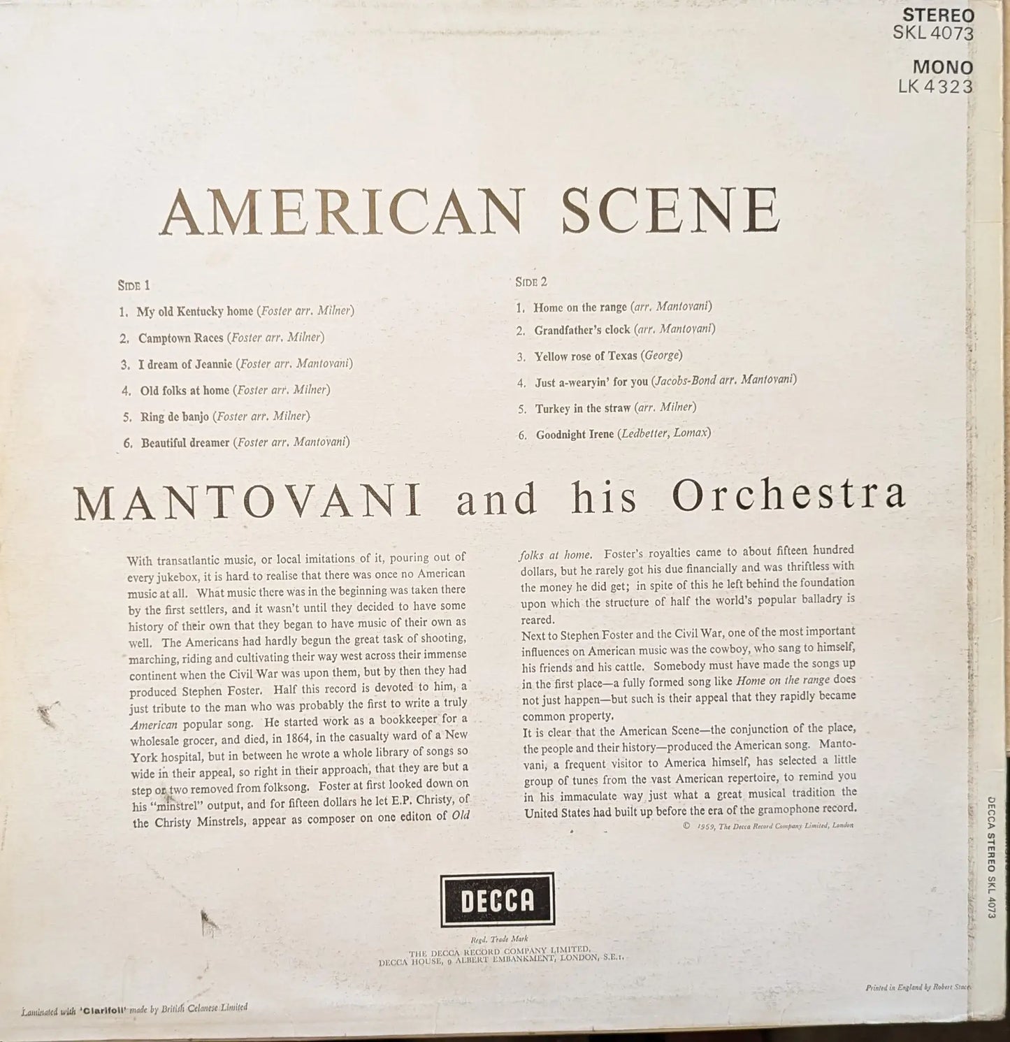 Mantovani And His Orchestra – American Scene (SKL 4073) image 2