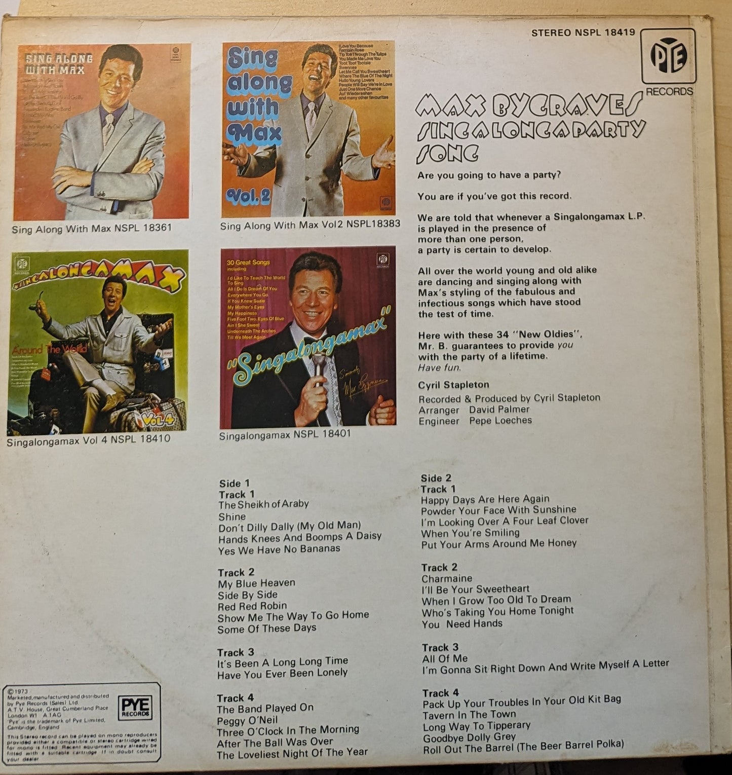 Max Bygraves – Singalongaparty Song (NSPL 18419) image 2