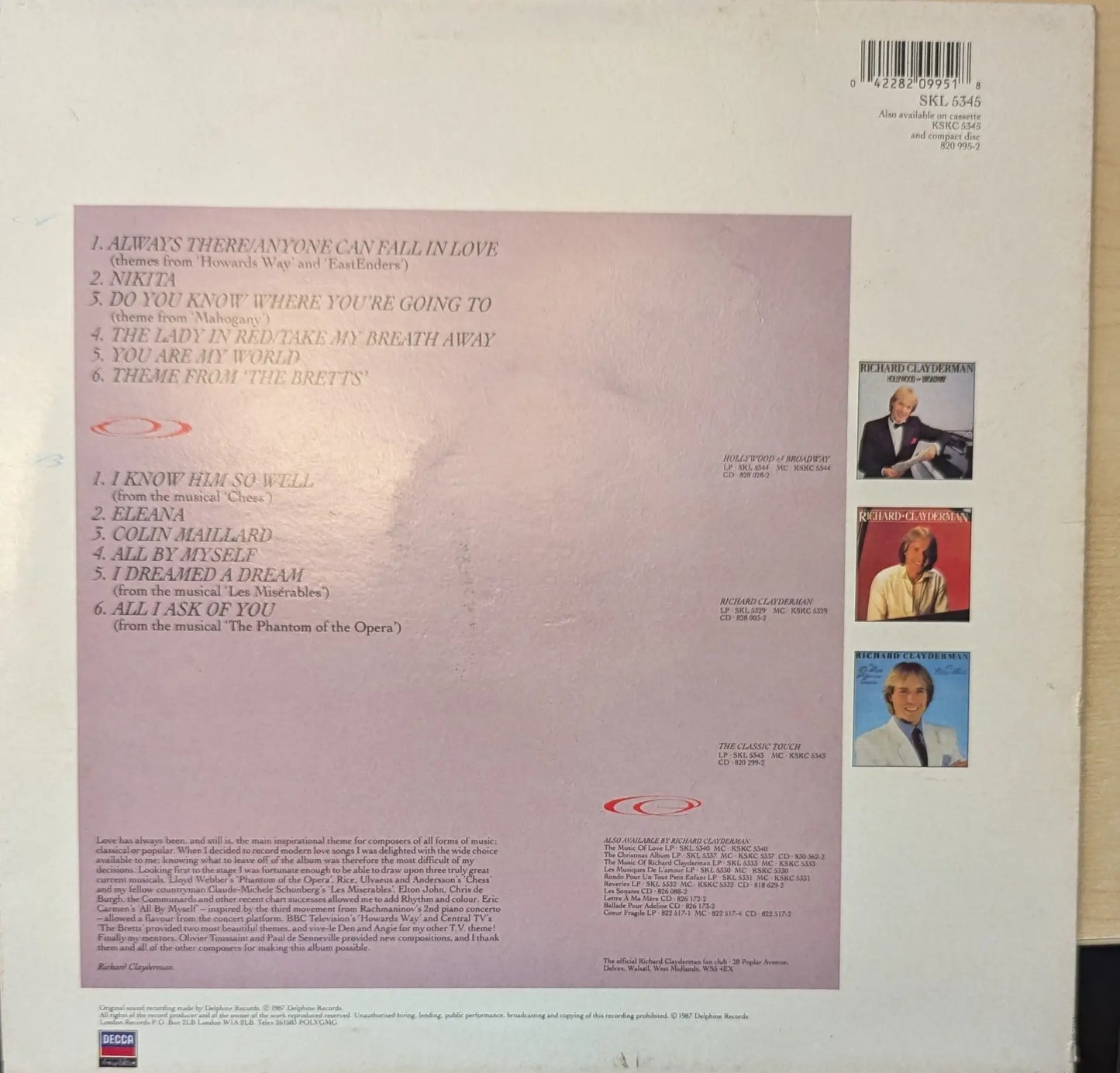 Richard Clayderman – Songs Of Love (SKL 5345) image 2