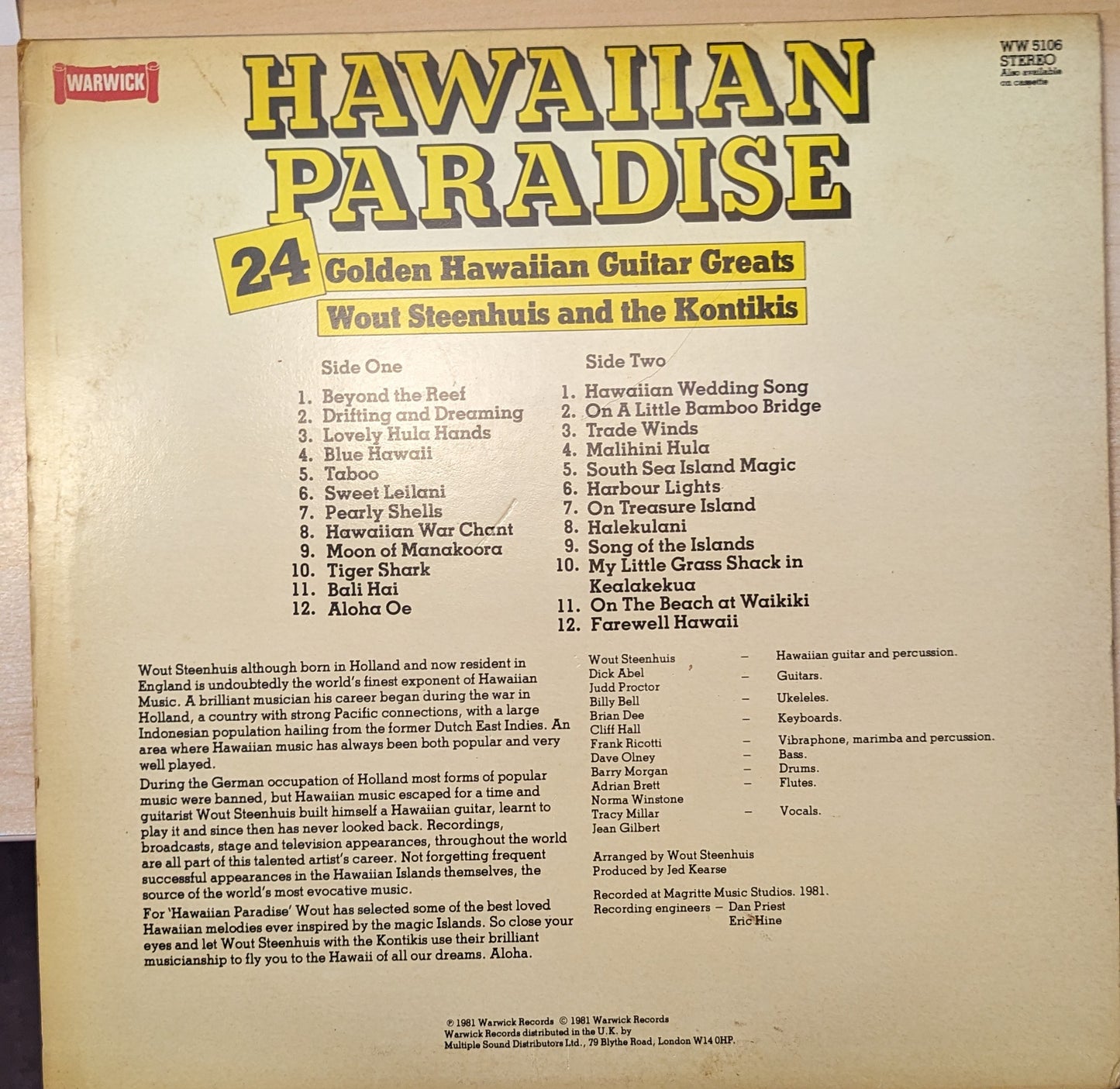 Wout Steenhuis And The Kontikis – Hawaiian Paradise image 2