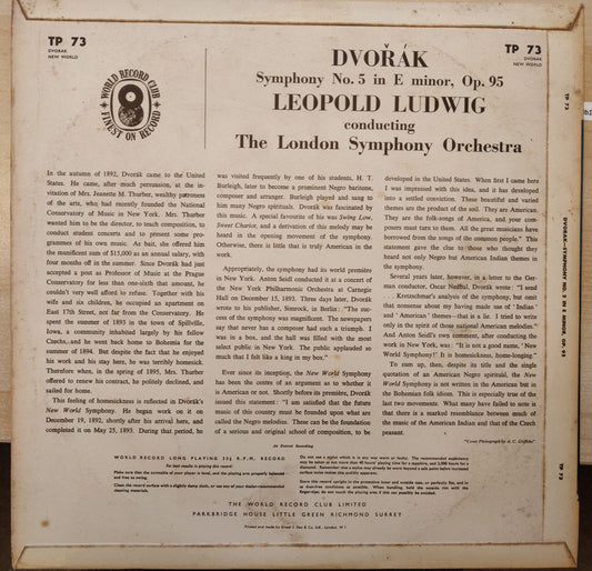 Dvorak - Leopold Ludwig Conducts The London Symphony Orchestra – Symphony No. 5 'From The New World' (TP73) image 2