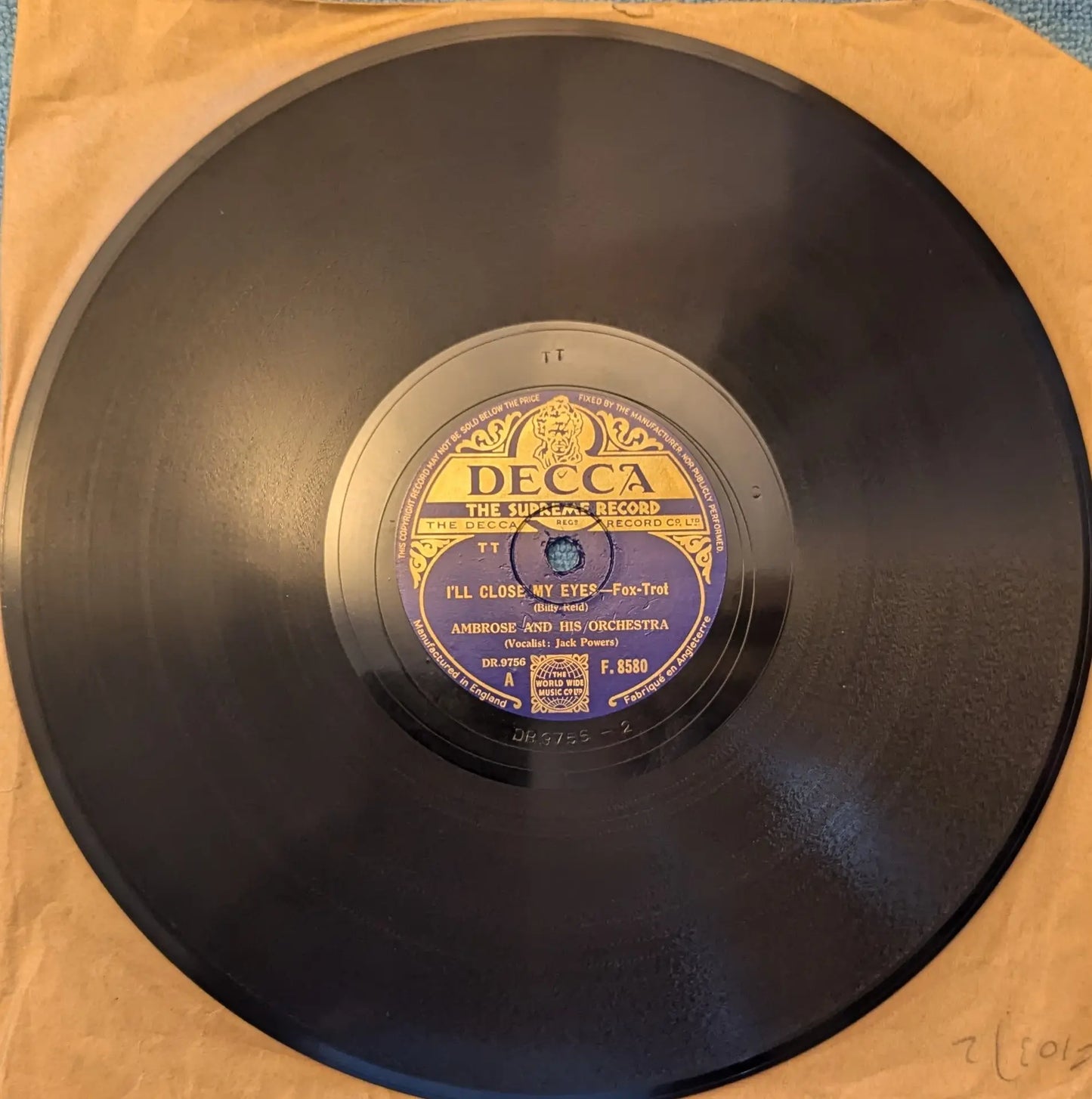 Ambrose And His Orchestra – I'll Close My Eyes / Manana (F.8580) image 0