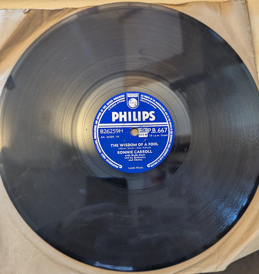 Ronnie Carroll – The Wisdom Of A Fool / Without Love (P.B. 667) image 1