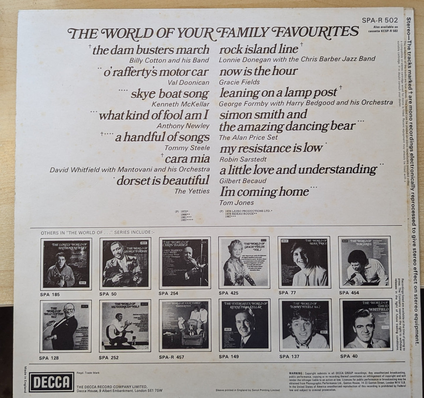 Various – The World Of Your Family Favourites Vol. 2 (SPA-R 502) image 2