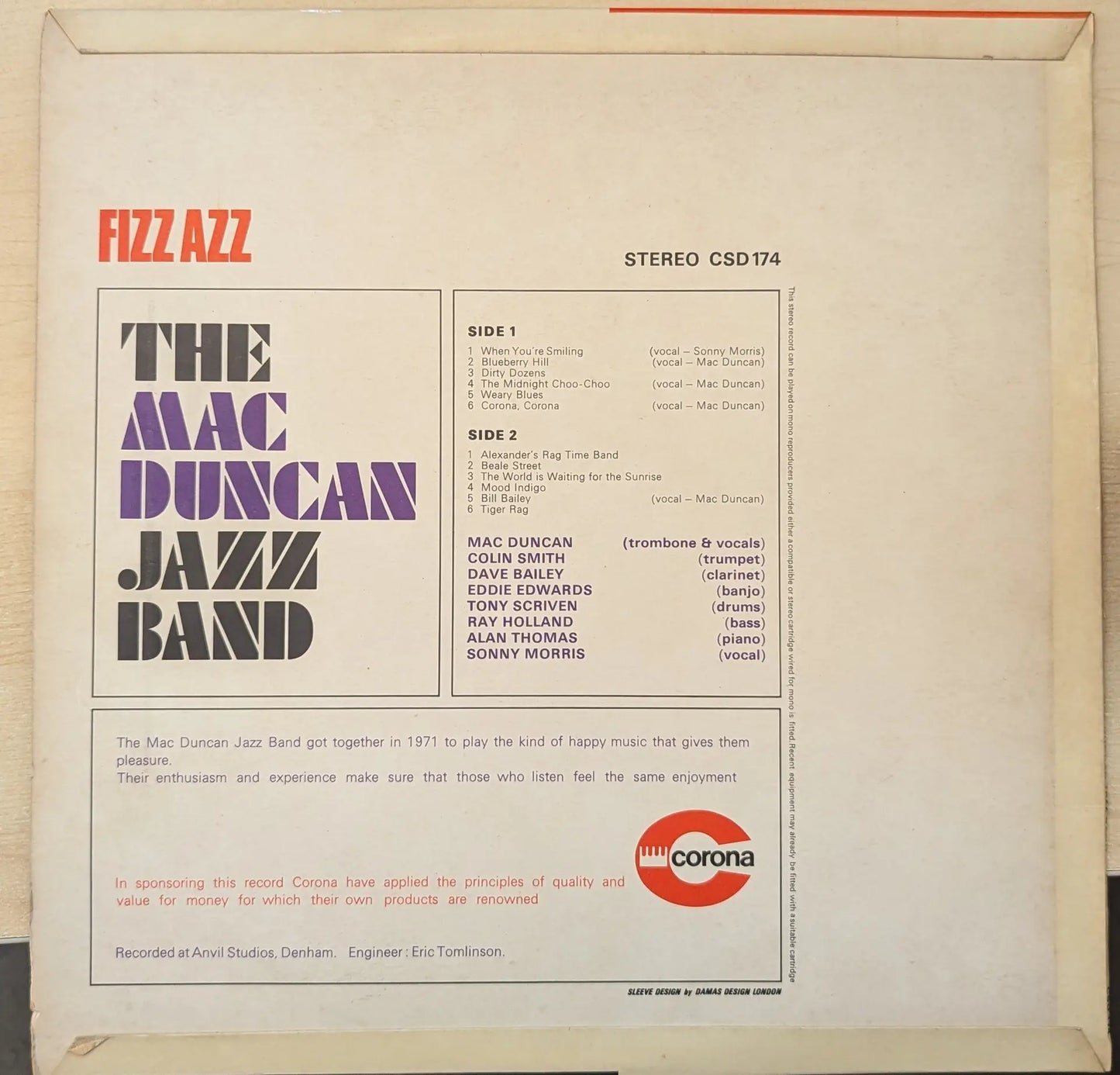 The Mac Duncan Jazz Band – Fizz Azz (CSD 174) image 2