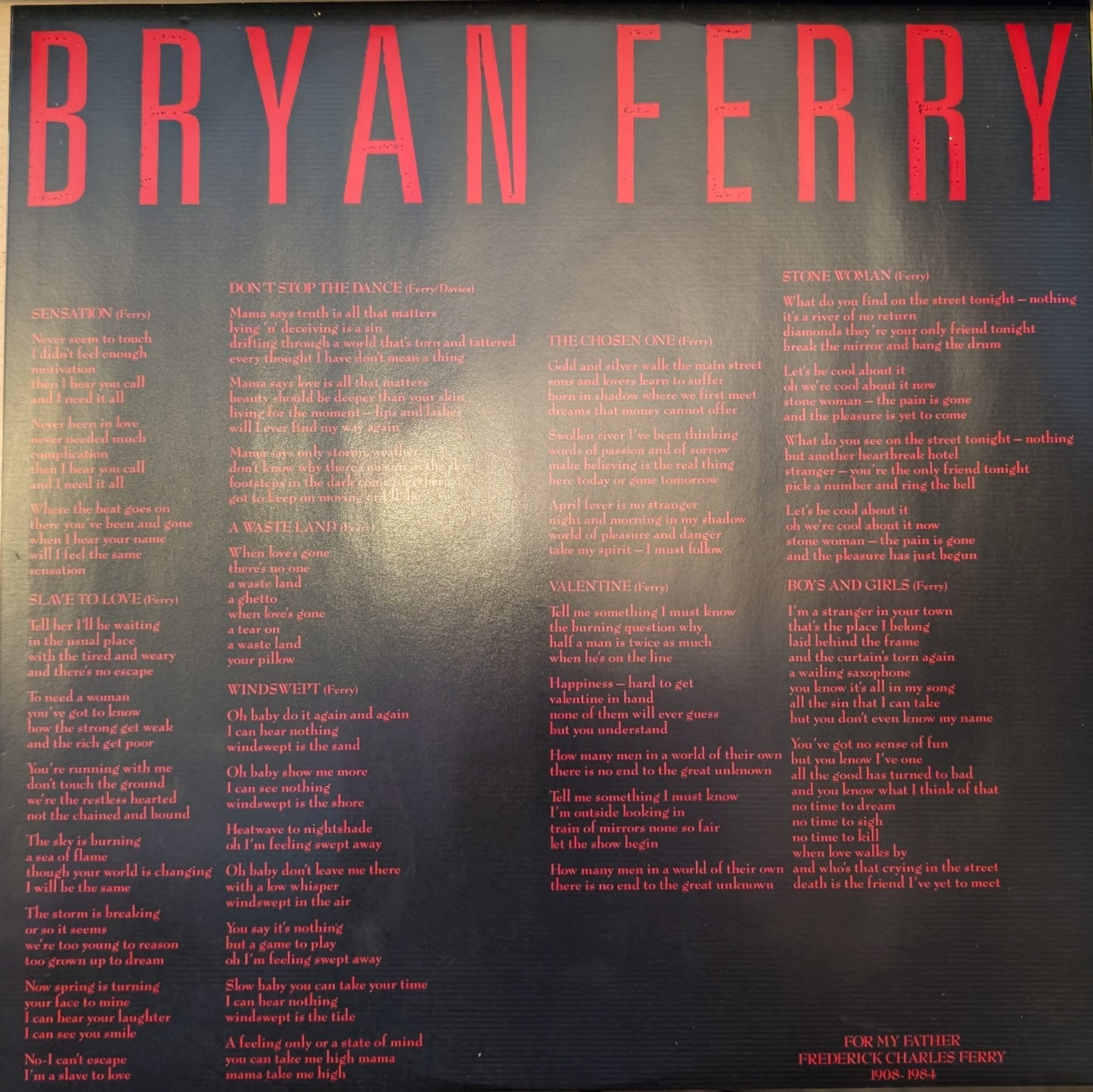 Bryan Ferry – Boys And Girls - EG - EGLP 62