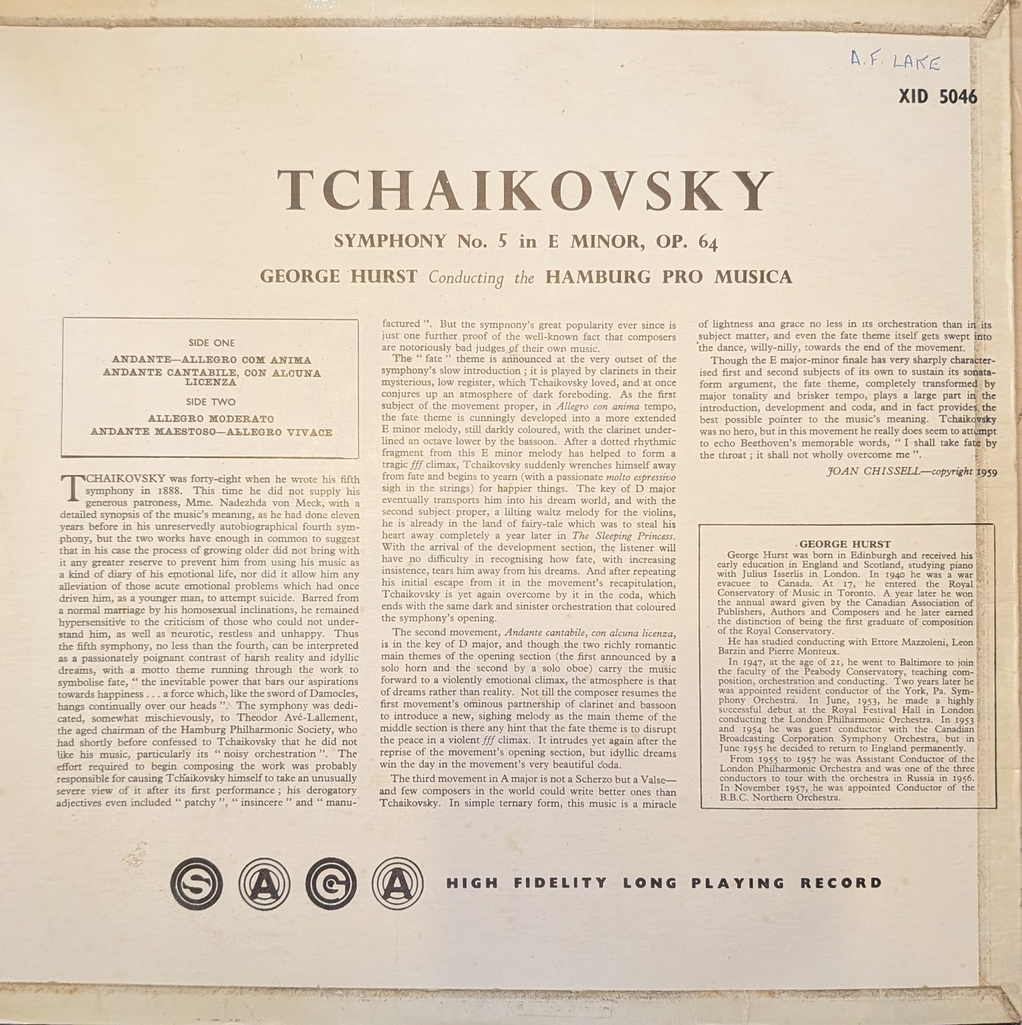 George Hurst Conducting The Hamburg Pro Musica – Fifth Symphony In E Minor Op. 64