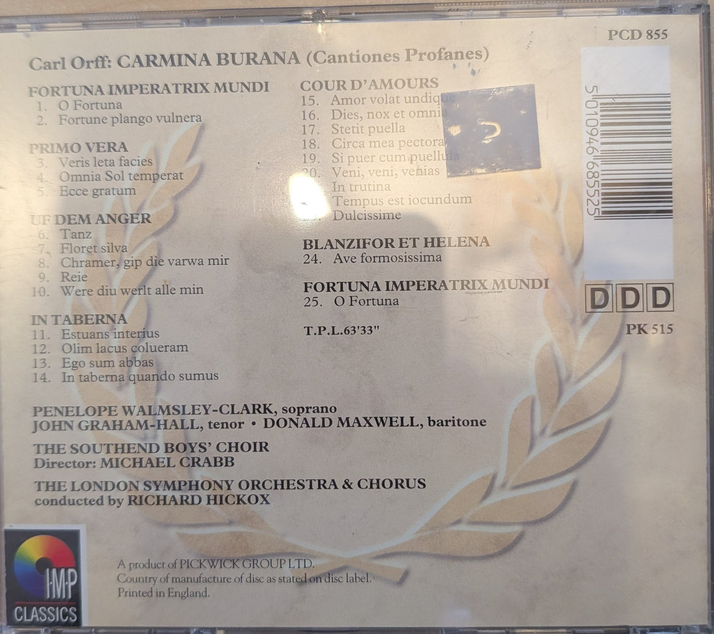 London Symphony Chorus, London Symphony Orchestra Conducted By Richard Hickox – Carmina Burana