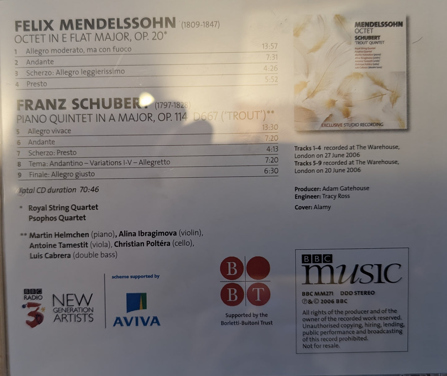 Mendelssohn / Schubert - Royal String Quartet, Psophos Quartet / Martin Helmchen, Alina Ibragimova, Antoine Tamestit, Christian Poltéra, Luis Cabrera – Octet / 'Trout' Quintet