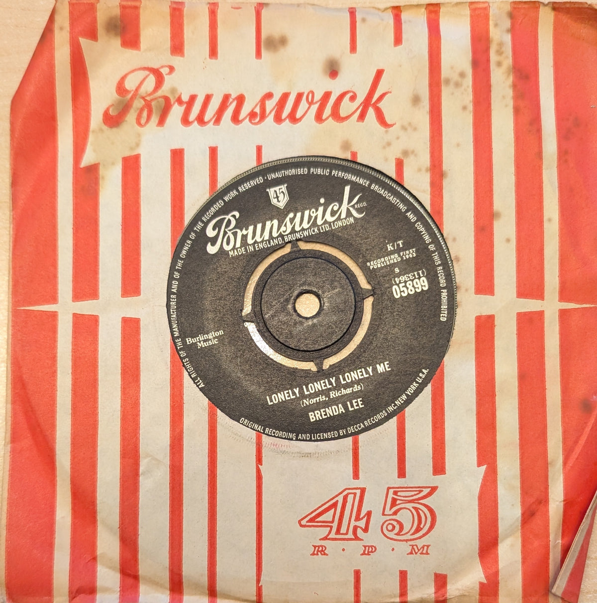 Brenda Lee – As Usual / Lonely Lonely Lonely Me (7" Single, Brunswick 05899, UK 1963)
