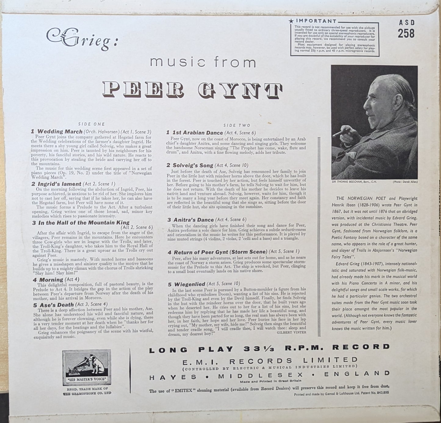 Music For Peer Gynt (ASD 258) image 2