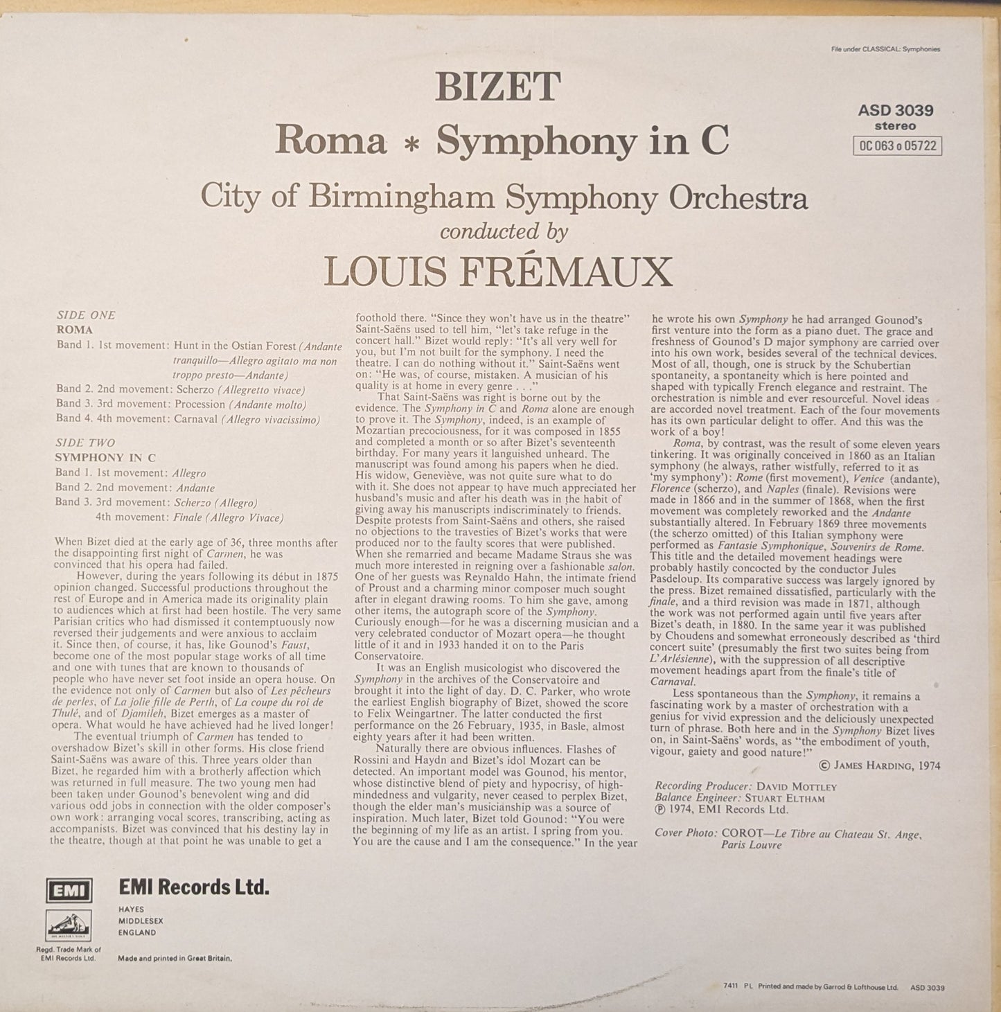 Bizet, City Of Birmingham Symphony Orchestra, Louis Frémaux – Roma - Symphony in C image 2
