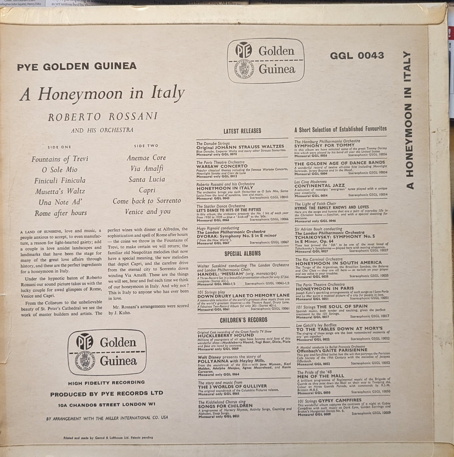 Roberto Rossani And His Orchestra – Honeymoon In Italy image 2