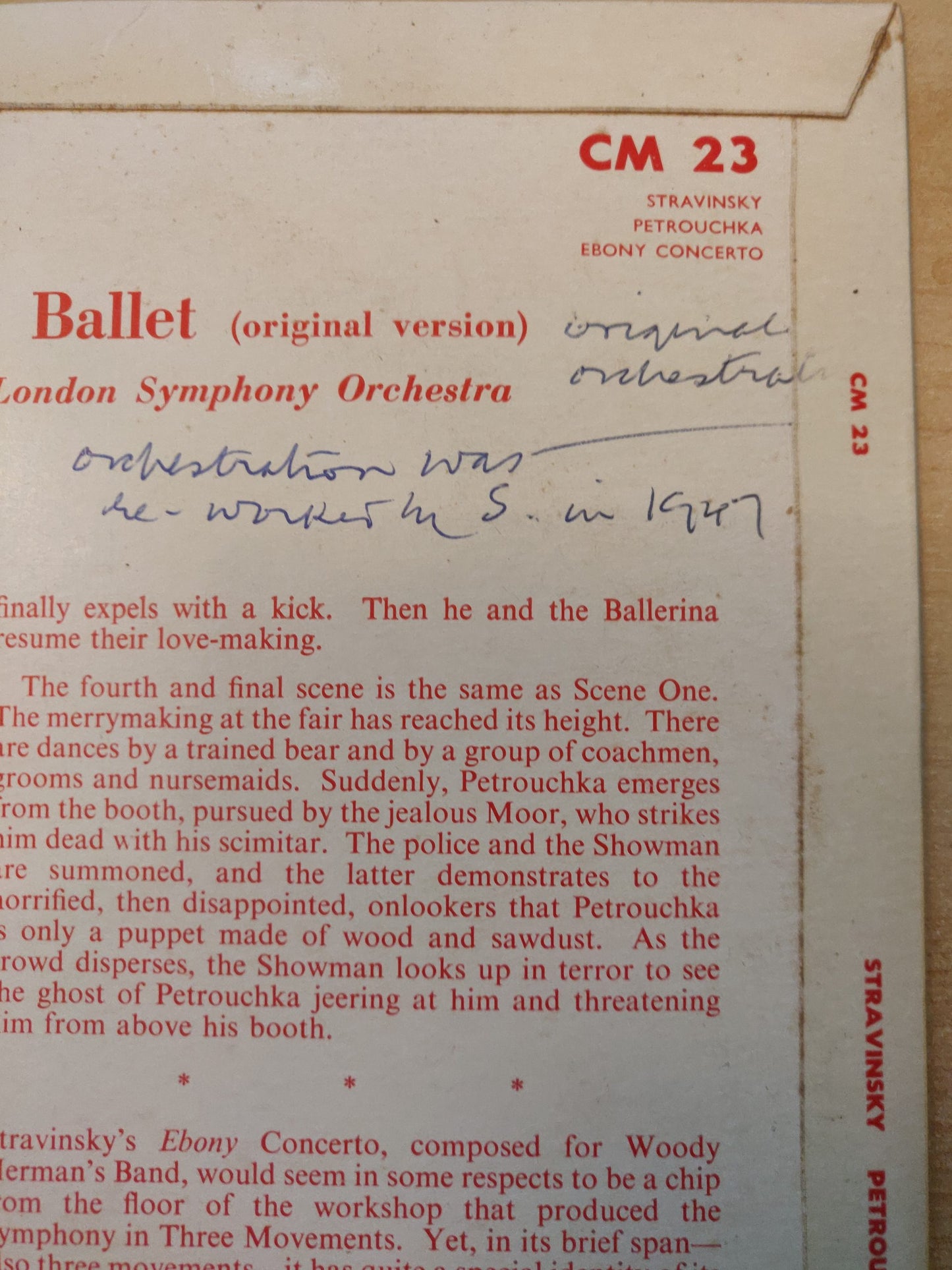 Stravinsky - Petrouchka (Complete Ballet), Ebony Concerto 1945 (CM 23) image 3