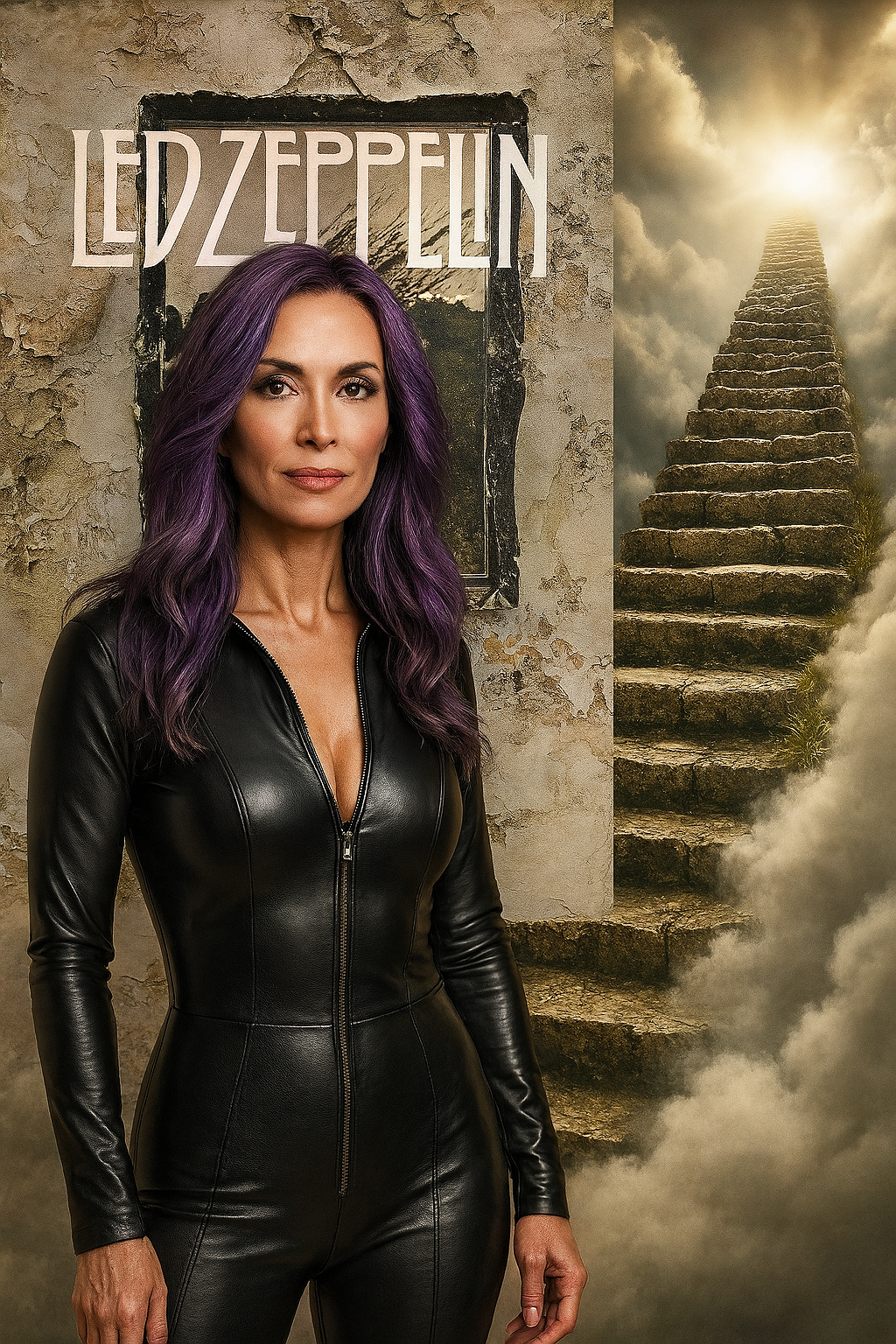 leather clad woman recognising the release of Led Zeppelin IV on 8th November