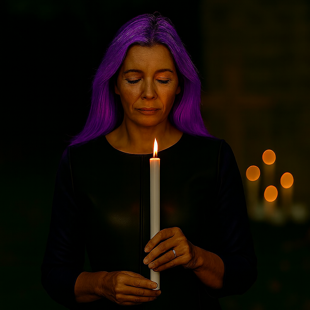 leather clad woman on All Souls Day