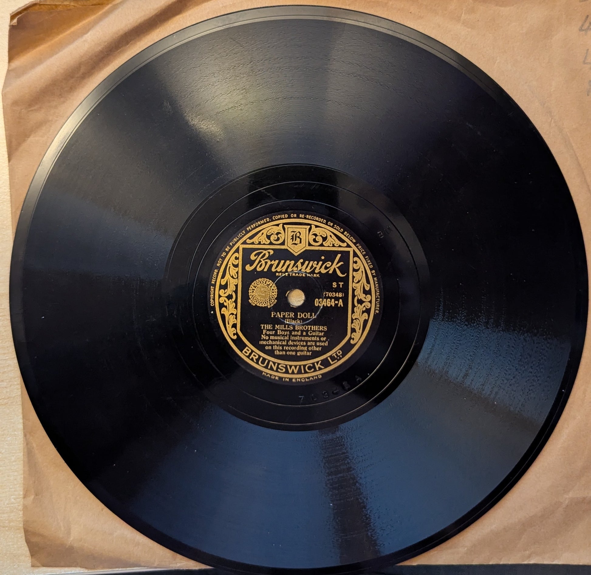 The Mills Brothers ‎– Paper Doll / I'll Be Around (03464) image 1