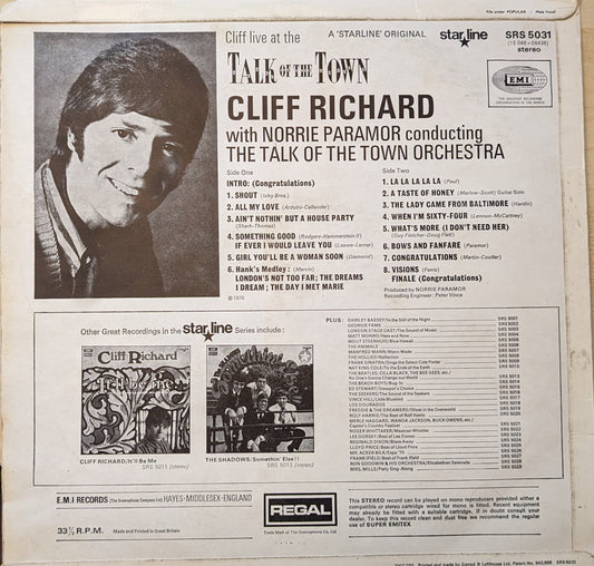 Cliff Richard ‎– Cliff Live At The Talk Of The Town image 2