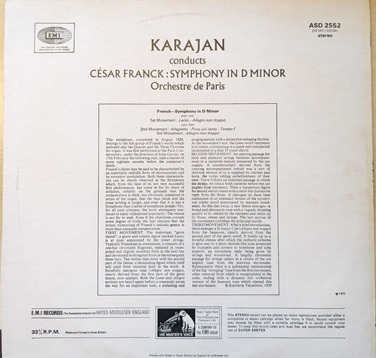 Franck, Orchestre De Paris, Herbert von Karajan ‎– Symphony In D Minor image 2