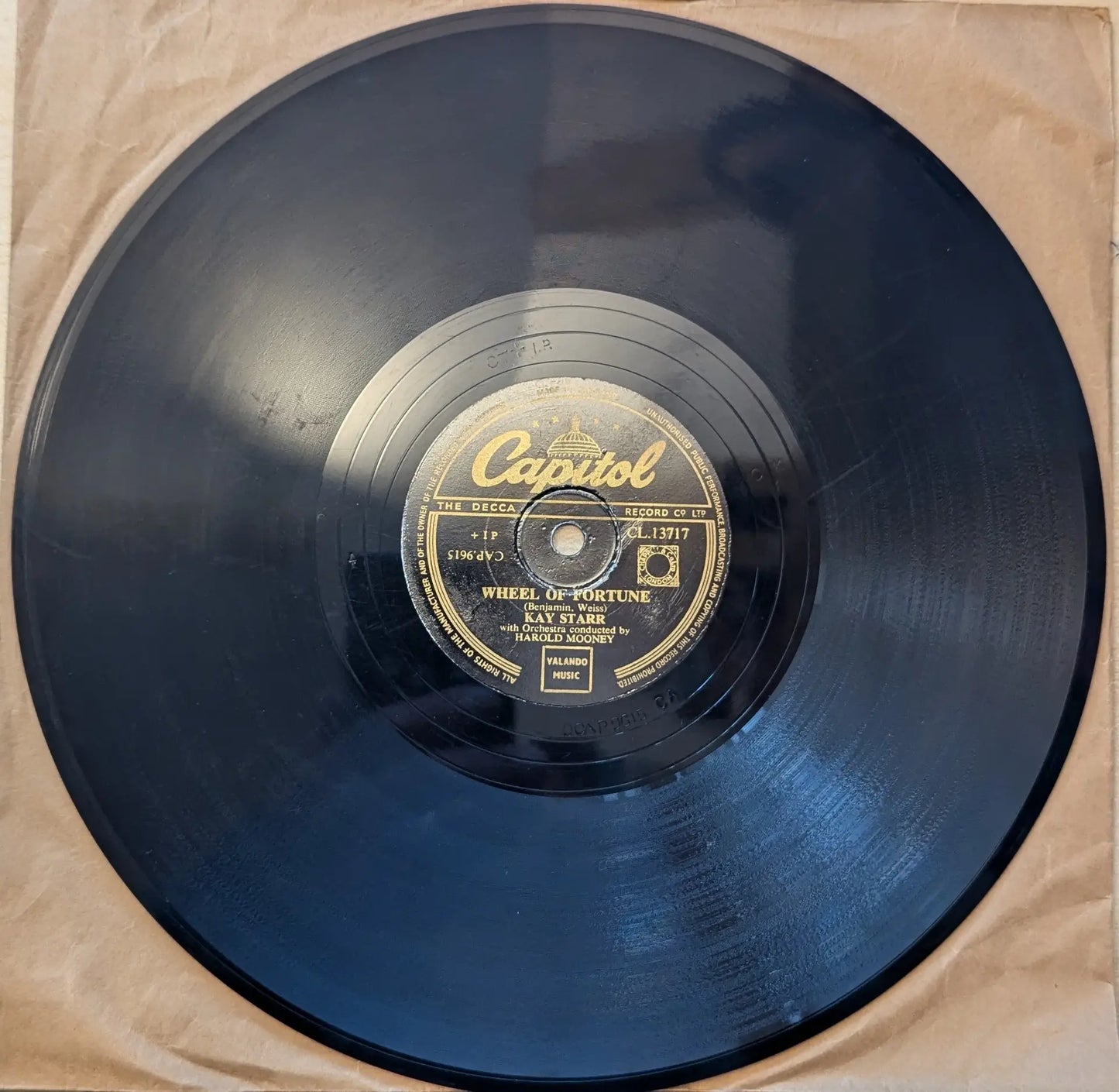 Kay Starr ‎– Wheel Of Fortune / Wabash Cannon Ball (CL.13717) image 0