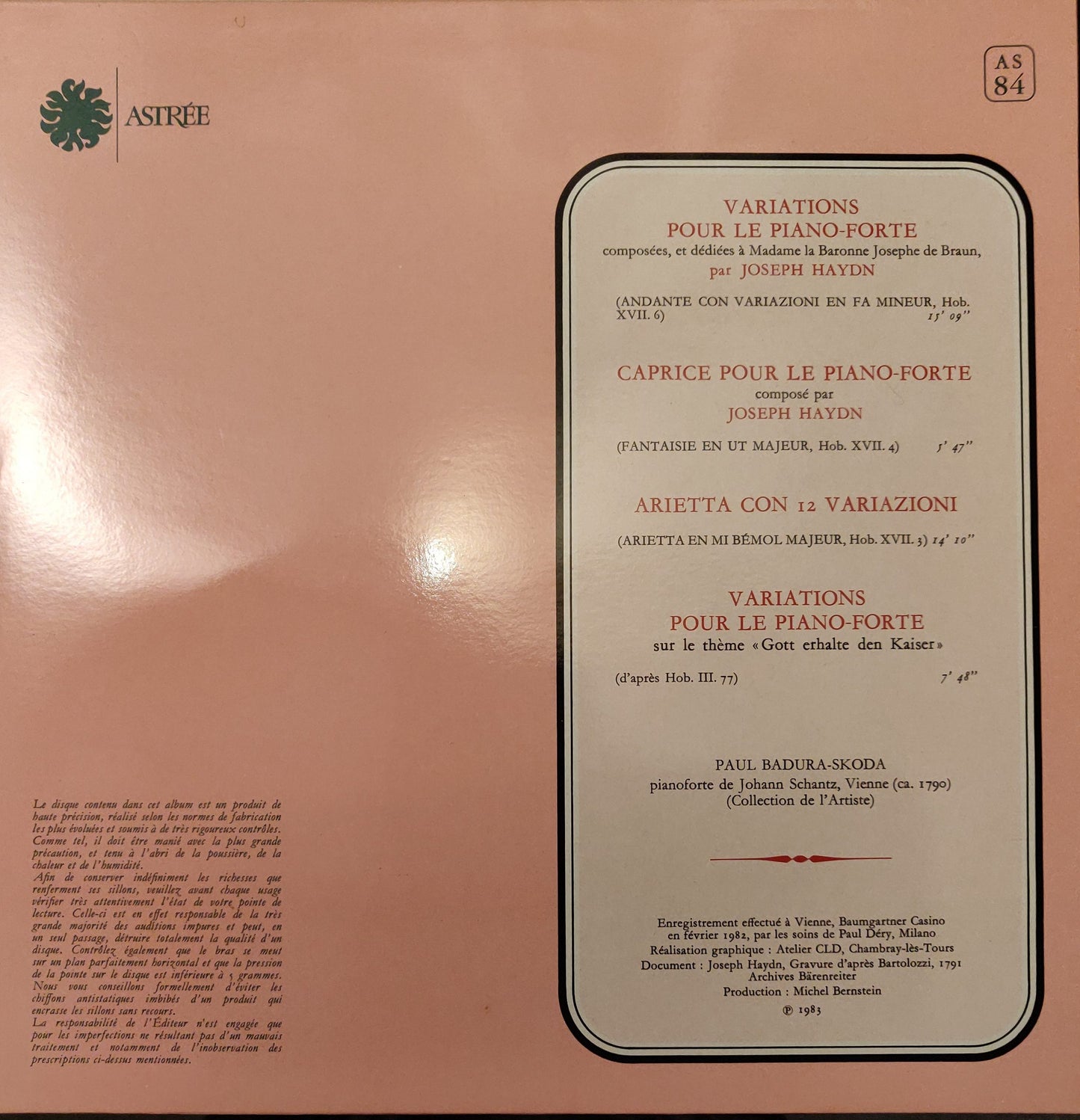 Joseph Haydn, Paul Badura-Skoda ‎– Pièces Pour Le Piano-Forte (AS 84) image 5