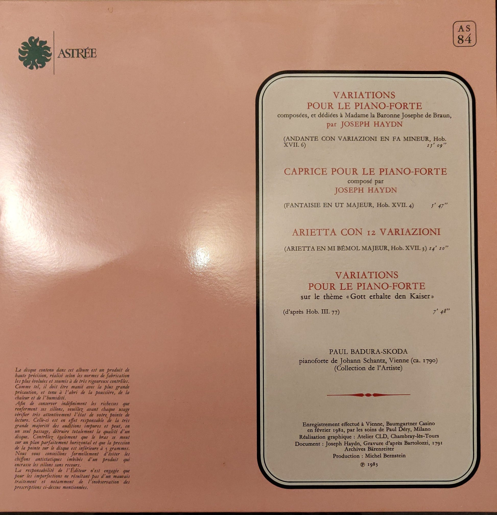 Joseph Haydn, Paul Badura-Skoda ‎– Pièces Pour Le Piano-Forte (AS 84) image 5