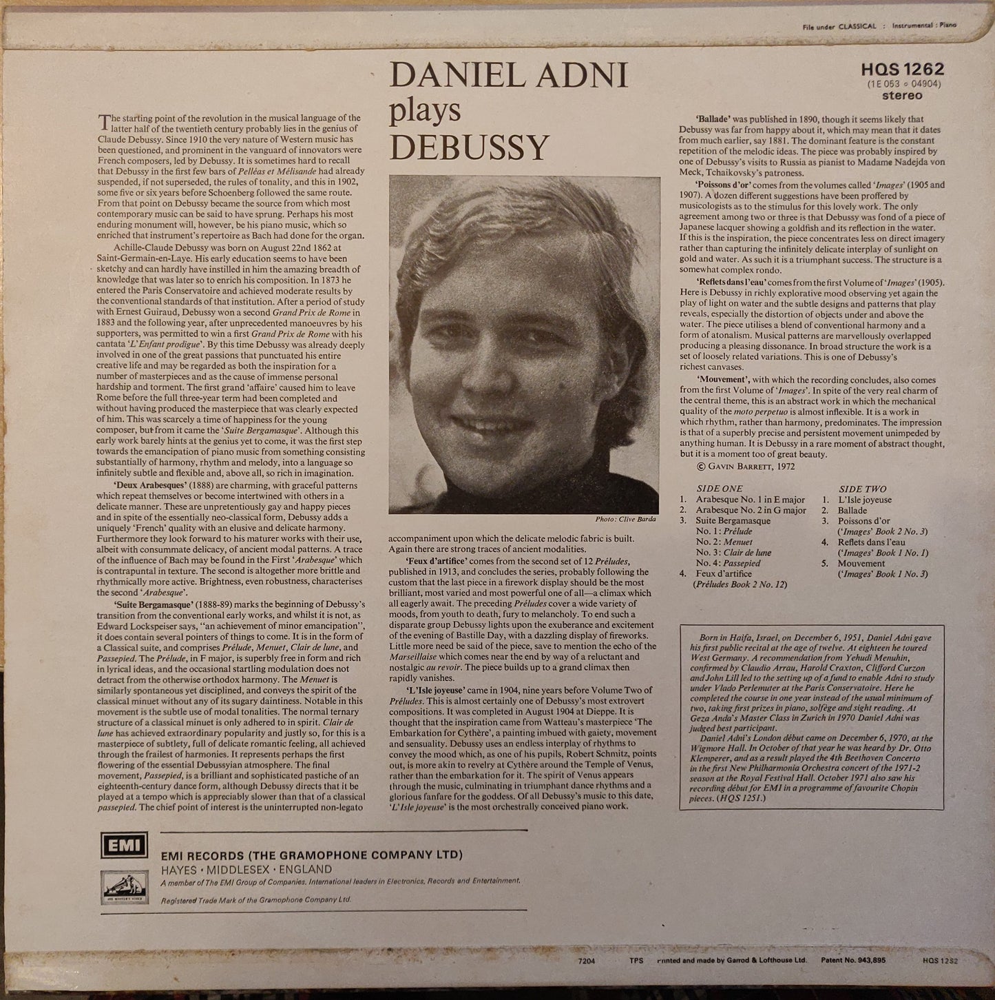 Daniel Adni Plays Debussy (HQS 1262) image 2