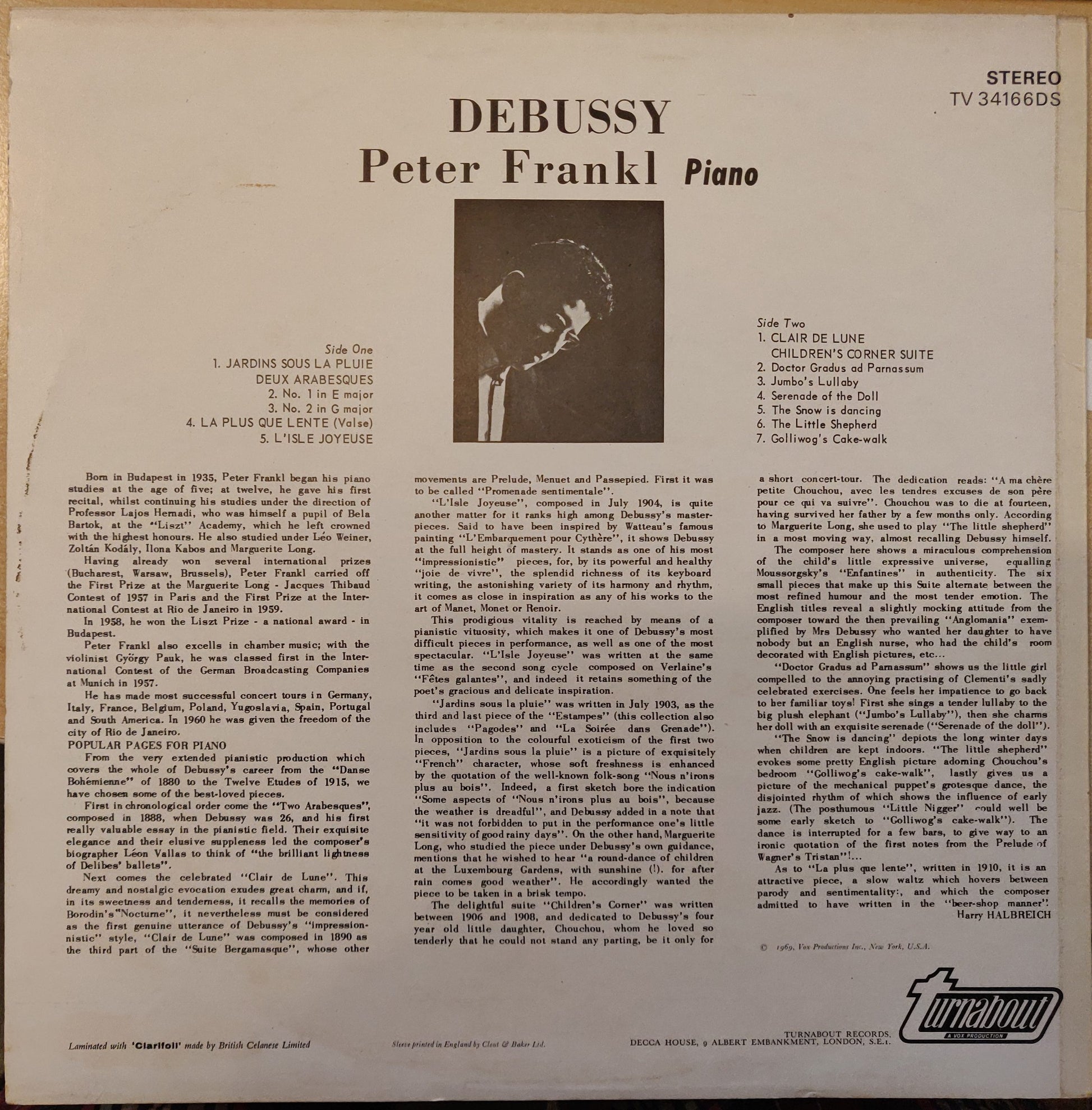 Debussy, Peter Frankl ‎– Piano Works (TV.34166DS) image 2