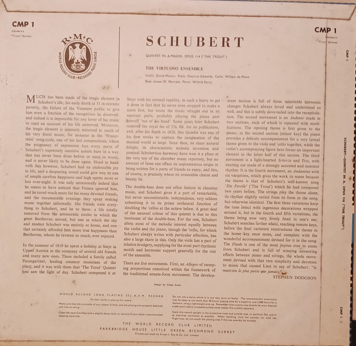 Schubert, The Virtuoso Ensemble ‎– Quintet In A Major, Op.114 ('The Trout') image 2