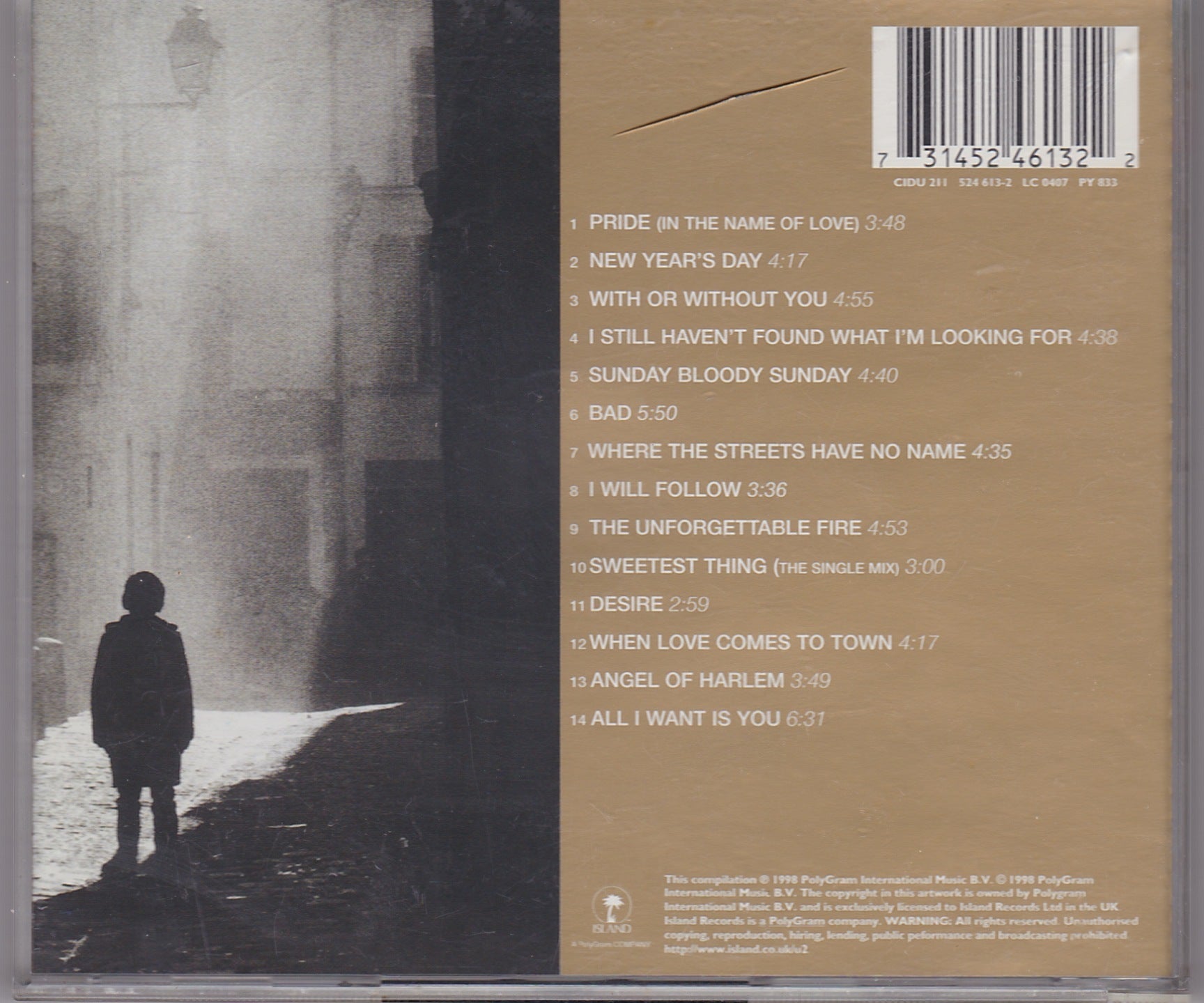 U2 ‎– The Best Of 1980-1990 (CIDU 211) image 2
