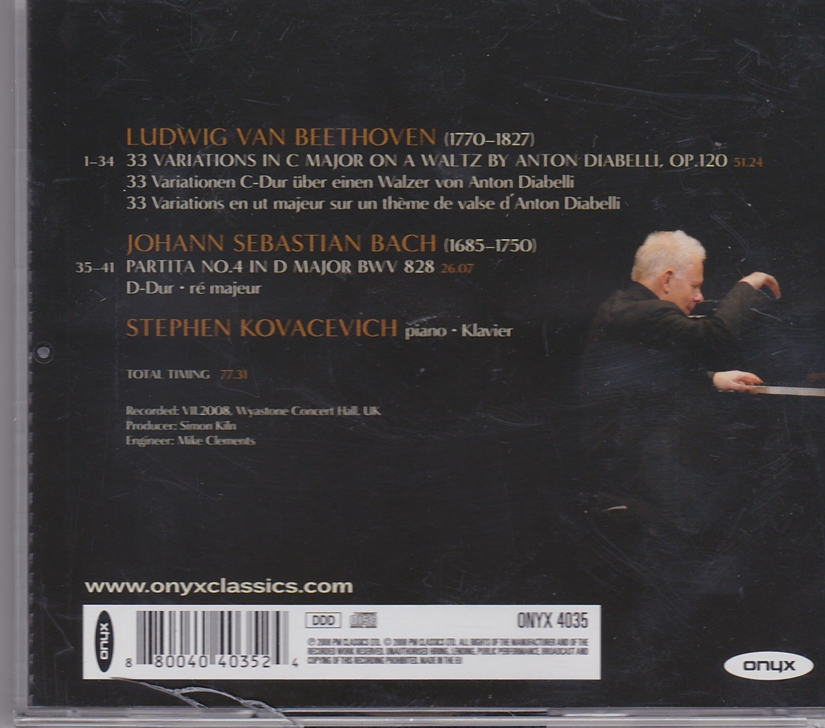 Stephen Kovacevich ‎– Diabelli Variations / Partita No.4 (ONYX 4035) image 2