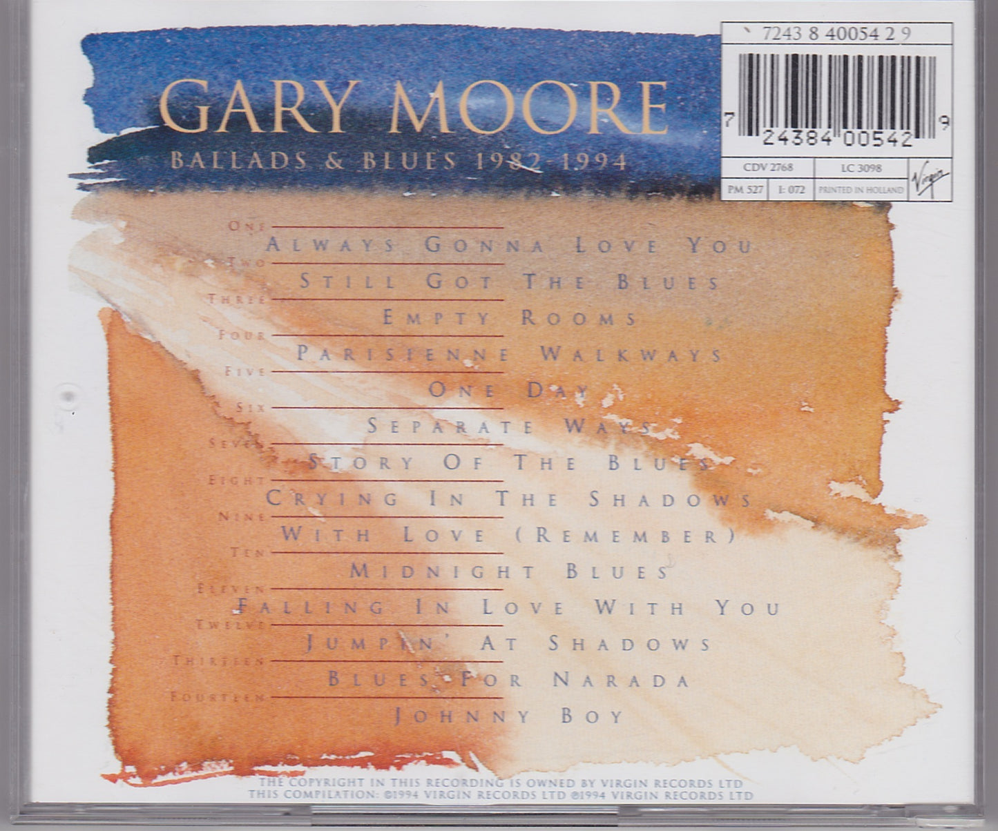 Gary Moore ‎– Ballads & Blues 1982 - 1994 (CDV 2768) image 2