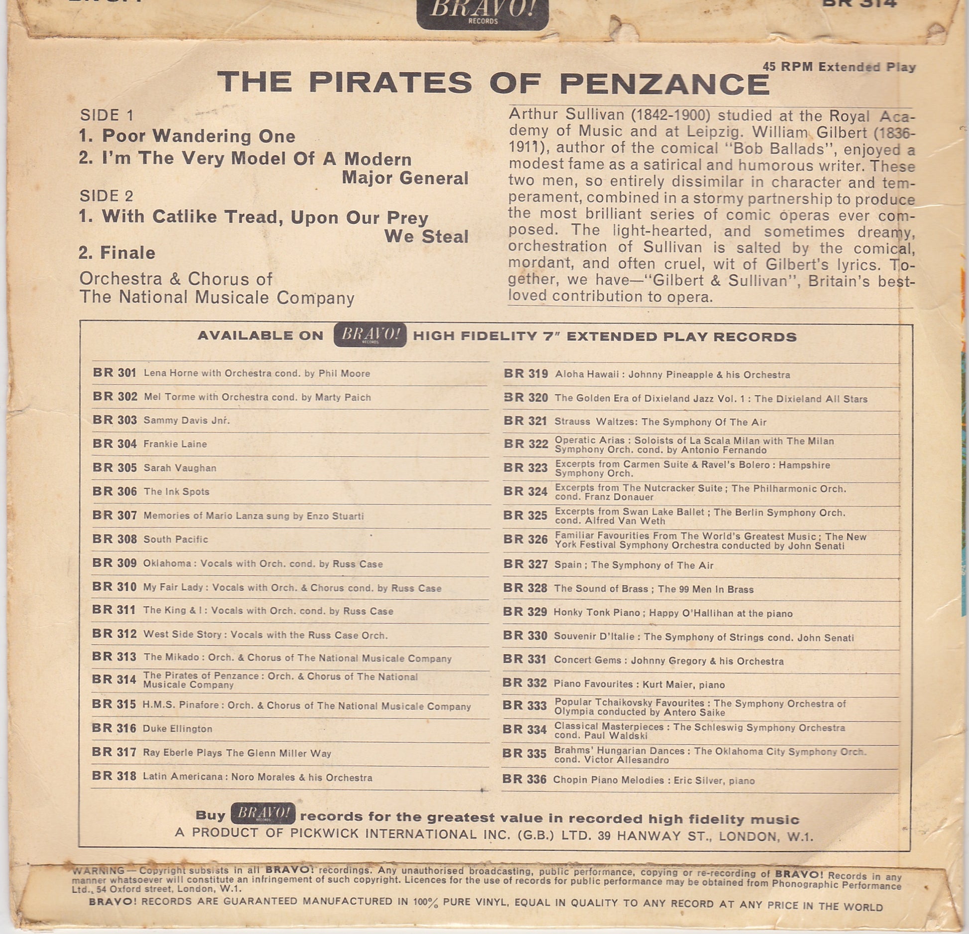 The National Musicale Company ‎– Pirates Of Penzance(BR314) image 2