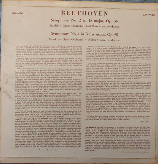 Carl Bamberger, Walter Goehr ‎– Symphony No.2 In D; Symphony No.4 In B Flat image 2