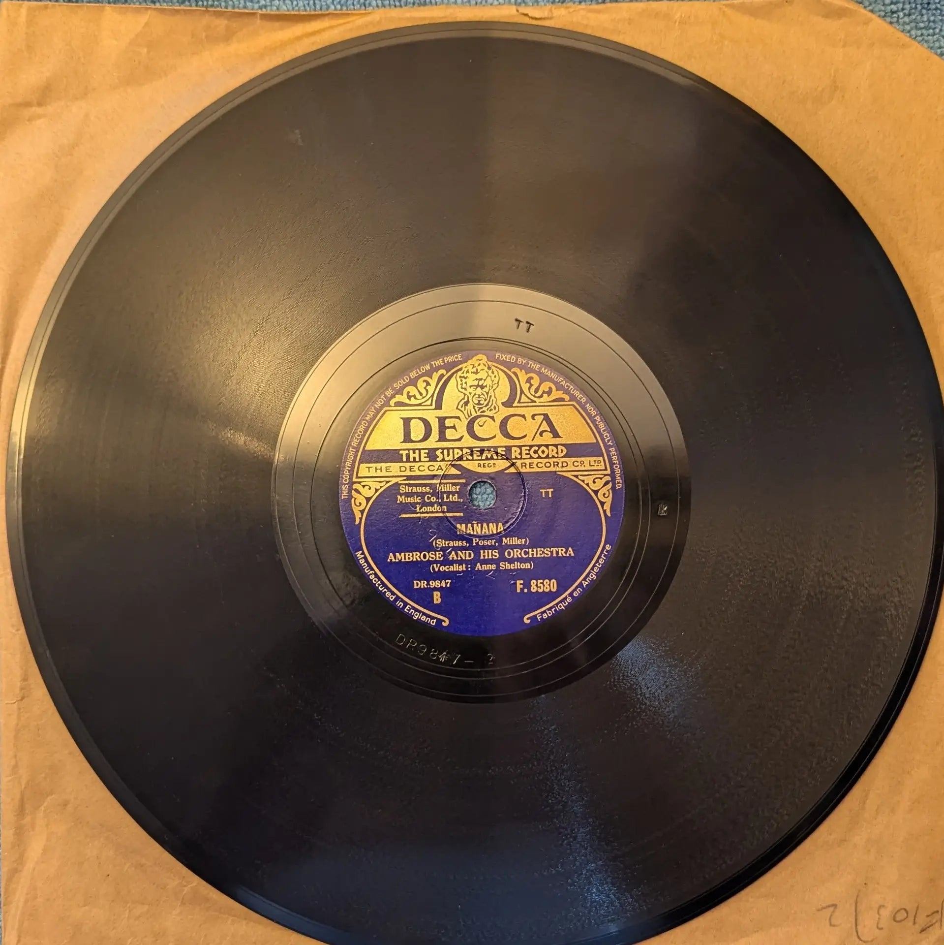Ambrose And His Orchestra ‎– I'll Close My Eyes / Manana (F.8580) image 2