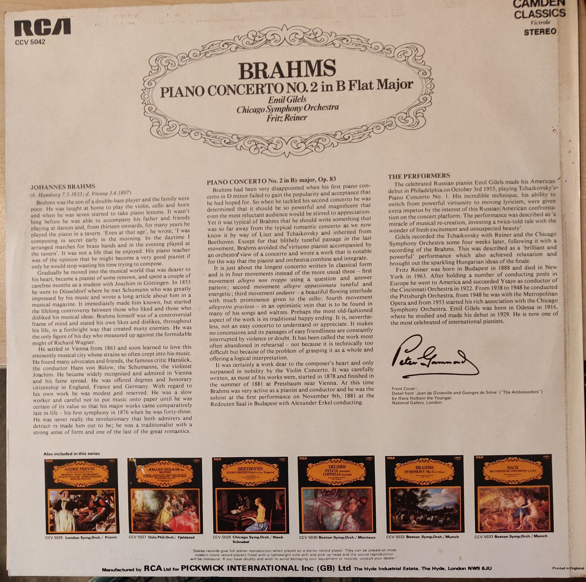 Brahms - Piano Concerto No. 2 In B Flat Major (CCV5042) image 2