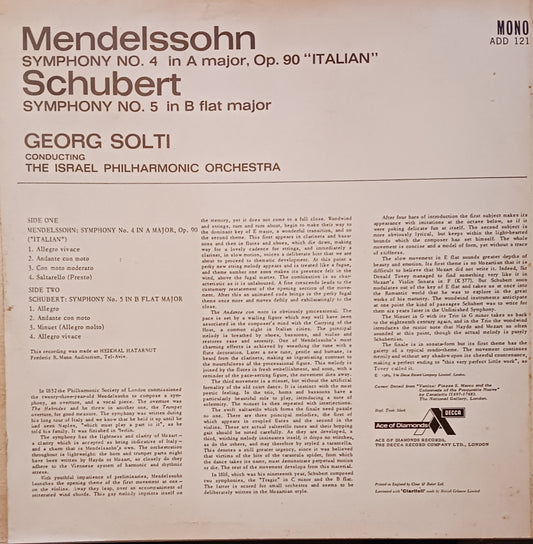 ADD 121 Mendelssohn Italian Schubert Symphony 5 Solti image 2