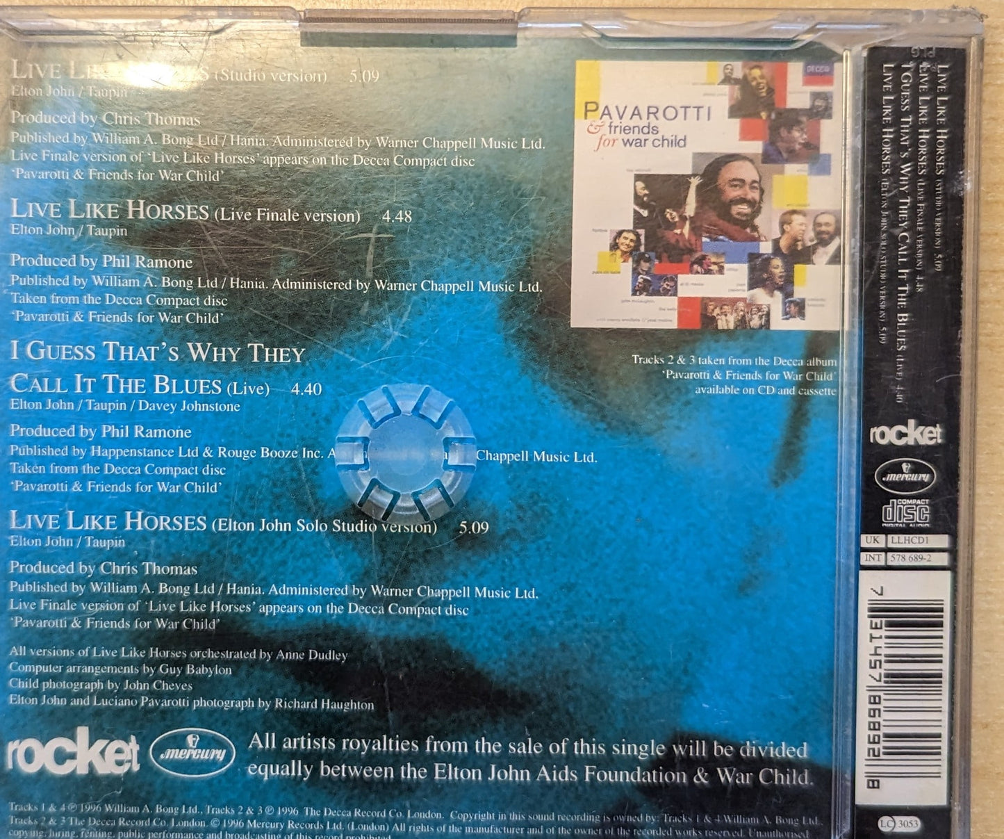 Elton John & Luciano Pavarotti ‎– Live Like Horses image 2