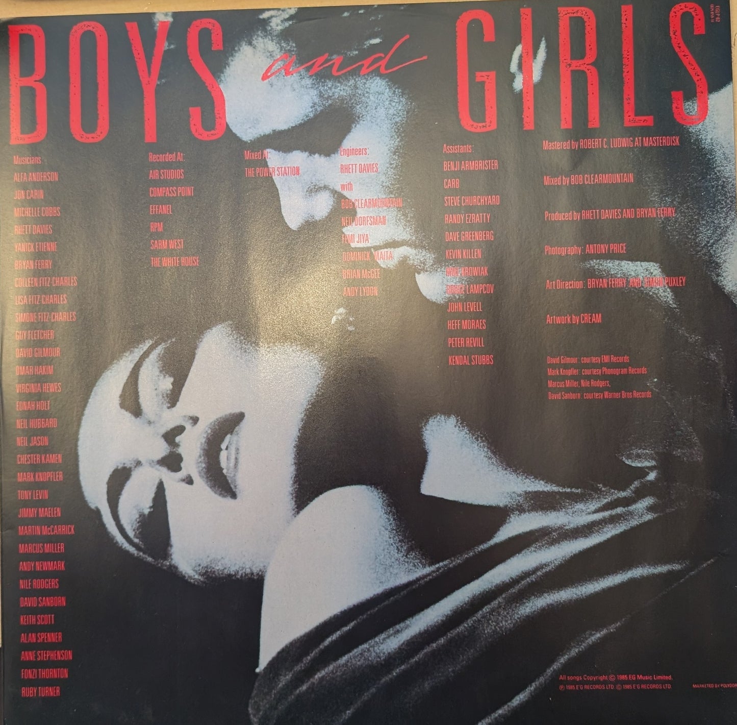 Bryan Ferry ‎– Boys And Girls - EG - EGLP 62