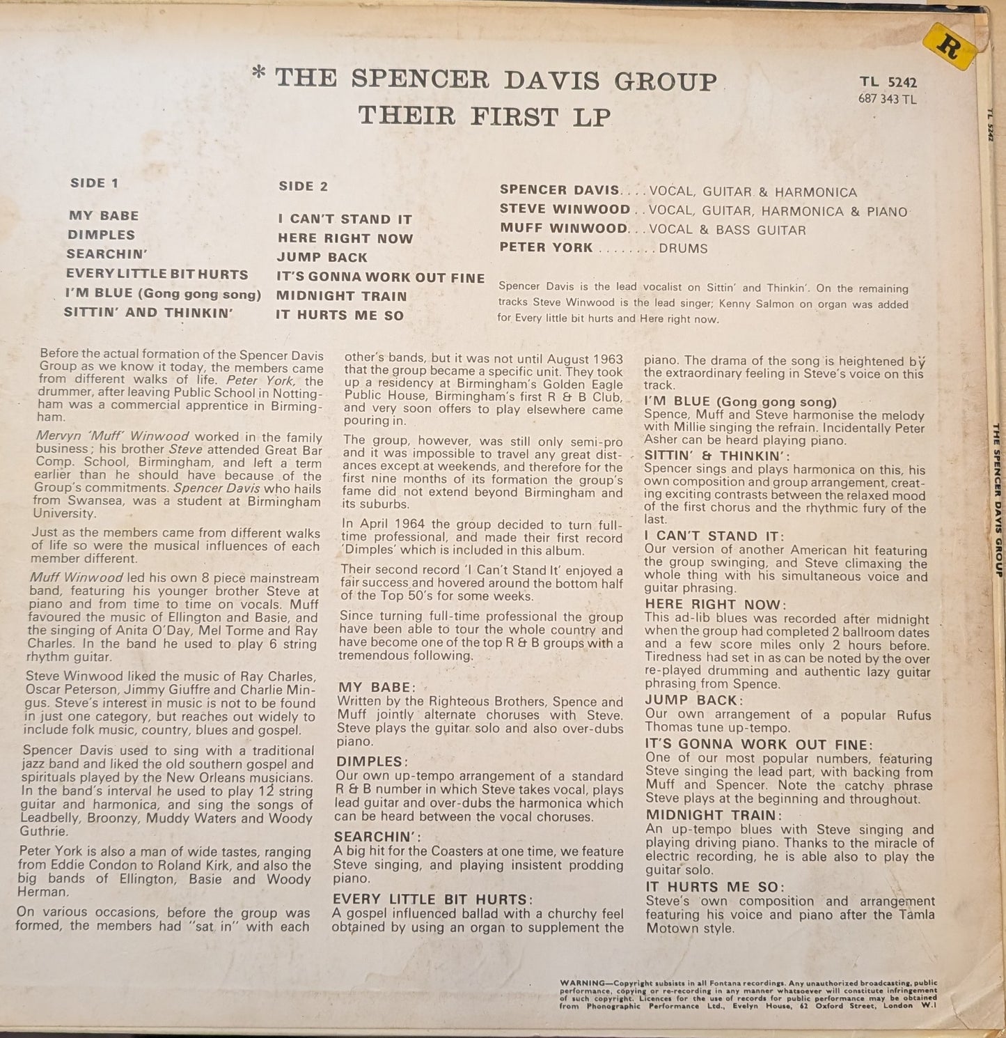 The Spencer Davis Group ‎– Their First LP (TL5242)
