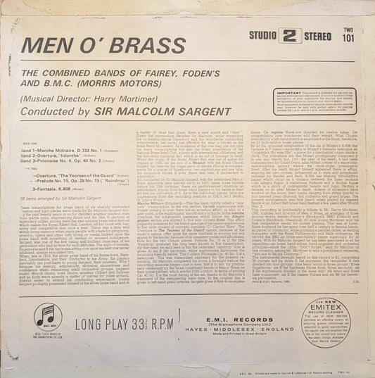 The Combined Bands Of Fairey, Foden's And B.M.C. (Morris Motors), Sir Malcolm Sargent ‎– Men O' Brass
