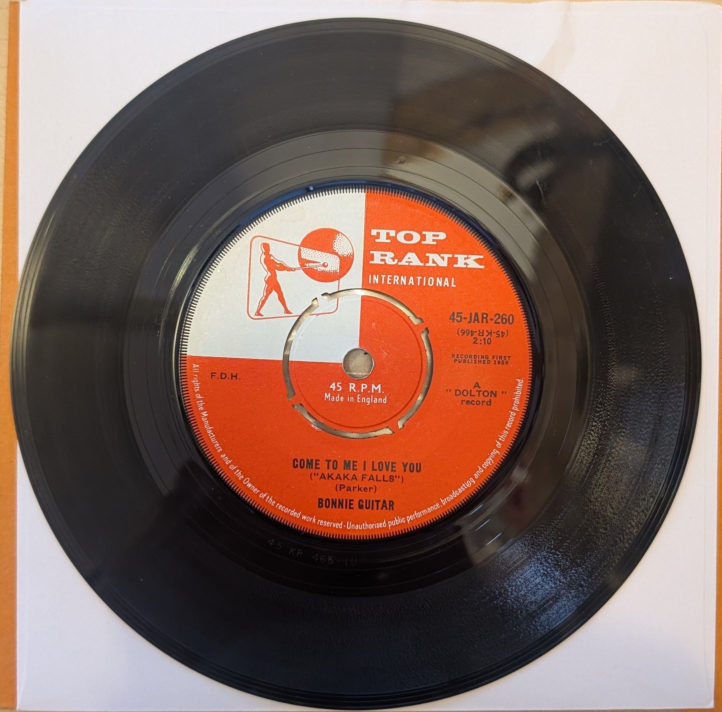 Bonnie Guitar - Candy Apple Red (7") (Top Rank International - 45-JAR-260)