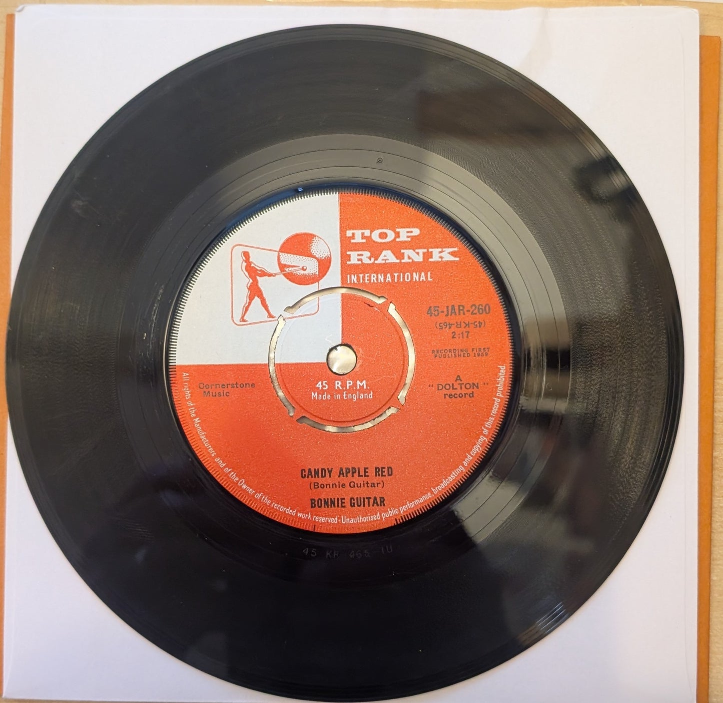 Bonnie Guitar - Candy Apple Red (7") (Top Rank International - 45-JAR-260)