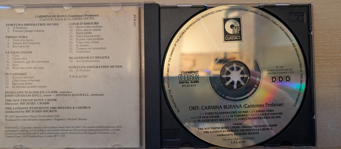 London Symphony Chorus, London Symphony Orchestra Conducted By Richard Hickox ‎– Carmina Burana