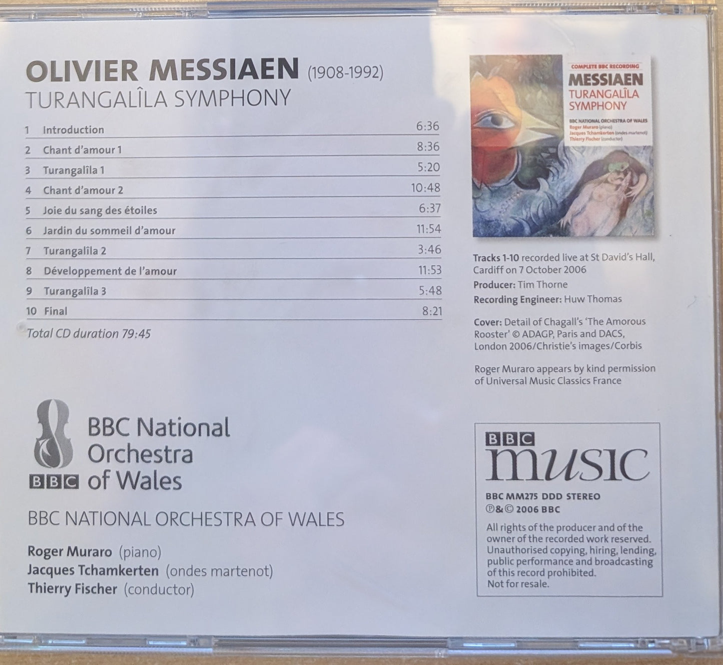 Messiaen - BBC National Orchestra Of Wales, Roger Muraro, Jacques Tchamkerten, Thierry Fischer – Turangalîla Symphony