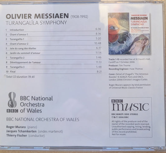 Messiaen - BBC National Orchestra Of Wales, Roger Muraro, Jacques Tchamkerten, Thierry Fischer – Turangalîla Symphony