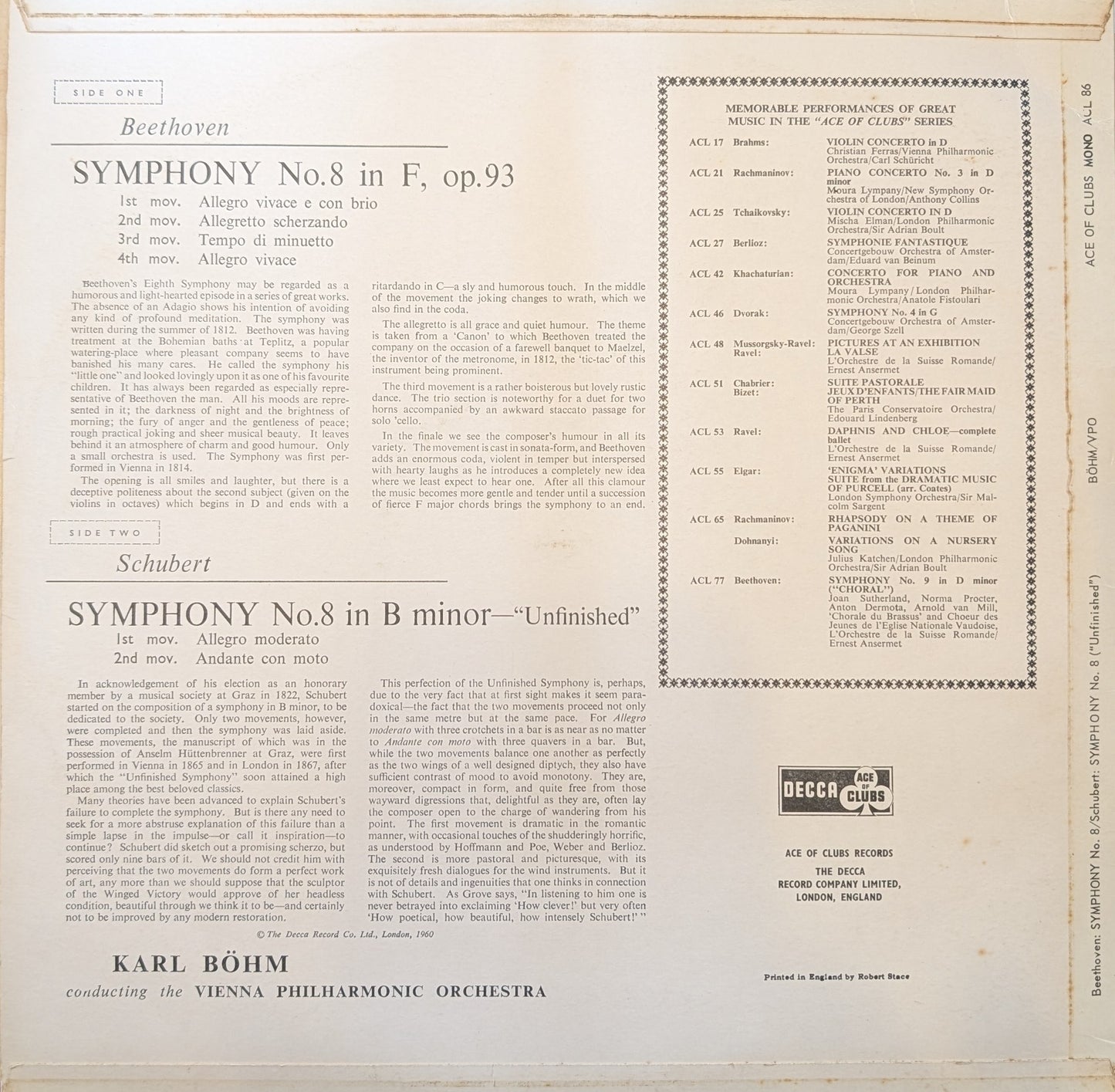 Schubert / Beethoven /  Unfinished Symphony / Symphony No. 8 In F