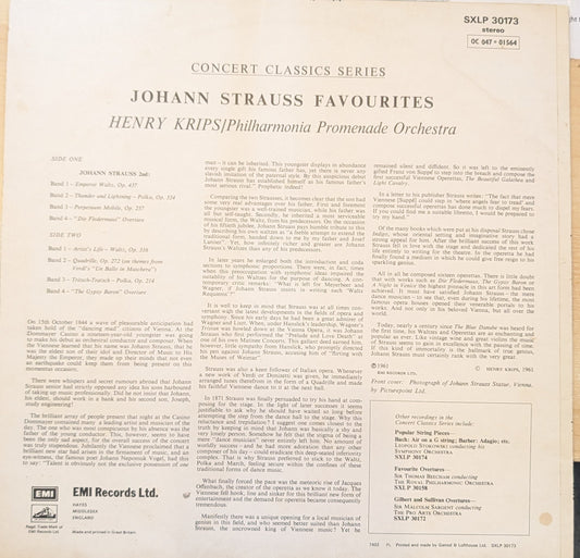 Johann Strauss Jr. - The Philharmonia Promenade Orchestra Conducted By Henry Krips – Johann Strauss Favourites