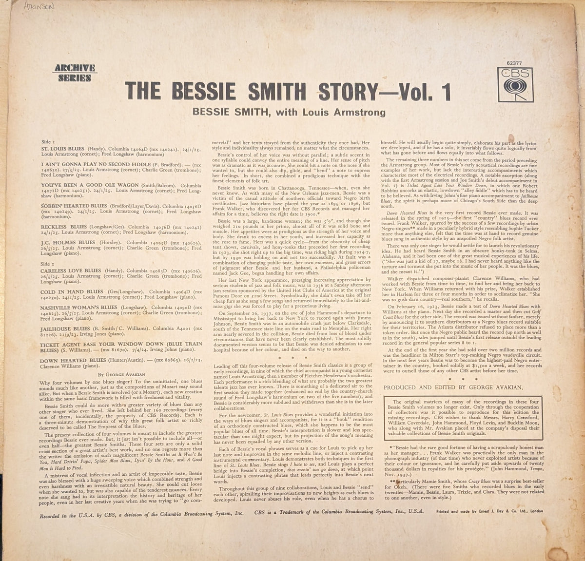 Bessie Smith - The Bessie Smith Story - Vol.1 (BPG 62377)