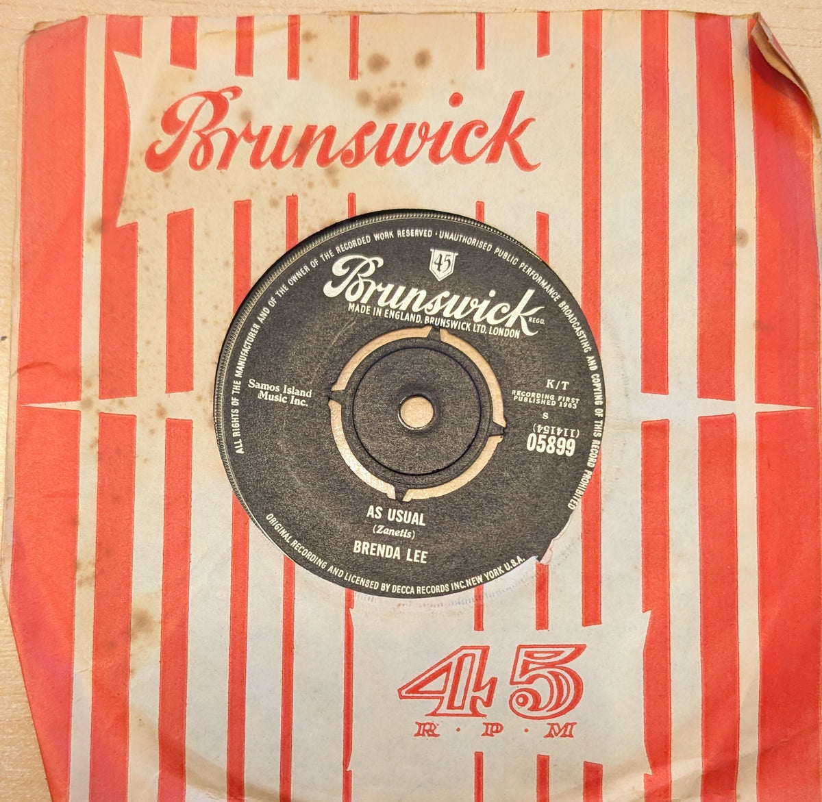 Brenda Lee – As Usual / Lonely Lonely Lonely Me (7" Single, Brunswick 05899, UK 1963)